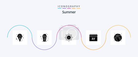 Téléchargez les illustrations : Summer Glyph 5 Icon Pack Including . sun. summer. ball - en licence libre de droit