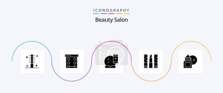 Téléchargez les illustrations : Beauty Salon Glyph 5 Icon Pack Including lipstick. beauty. powder. beautician. makeover - en licence libre de droit