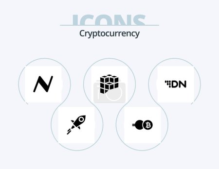 Téléchargez les illustrations : Cryptocurrency Glyph Icon Pack 5 Icon Design. coin . crypto . currency. blockchain - en licence libre de droit