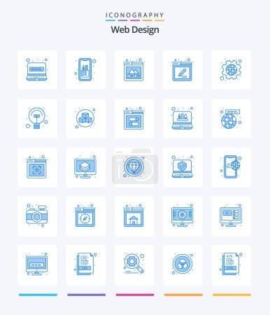 Ilustración de Creative Web Design 25 Blue icon pack  Such As cog. tools. edit tools. edit. layout - Imagen libre de derechos