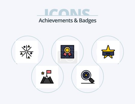 Illustration for Achievements and Badges Line Filled Icon Pack 5 Icon Design. star. star. achievements. prize. location - Royalty Free Image