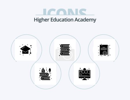 Illustration for Academy Glyph Icon Pack 5 Icon Design. degree. library. study. bookshelf. study - Royalty Free Image
