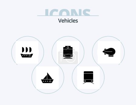 Illustration for Vehicles Glyph Icon Pack 5 Icon Design. . . argosy. zeppelin. transport - Royalty Free Image