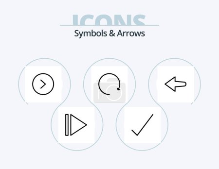 Illustration for Symbols and Arrows Line Icon Pack 5 Icon Design. . . left. tick. check - Royalty Free Image