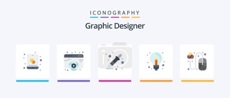 Illustration for Graphic Designer Flat 5 Icon Pack Including idea. creative. web. business. liquidator. Creative Icons Design - Royalty Free Image
