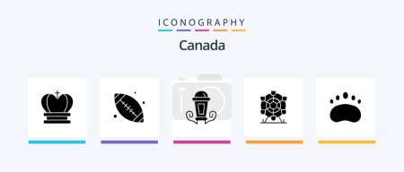 Téléchargez les illustrations : Canada Glyph 5 Icon Pack Including education. canada. light. wheel. ferris. Creative Icons Design - en licence libre de droit