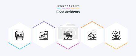 Ilustración de Road Accidents 25 Line icon pack including crush. car. lamppost. accident. signs - Imagen libre de derechos