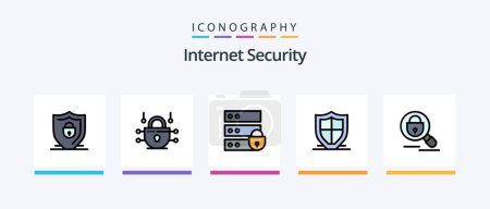 Illustration for Internet Security Line Filled 5 Icon Pack Including security. internet. security. globe. security. Creative Icons Design - Royalty Free Image