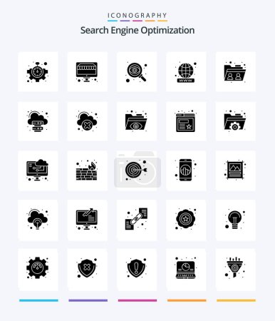 Illustration for Creative Seo 25 Glyph Solid Black icon pack  Such As data. folder. targeting. file. website - Royalty Free Image