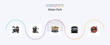 Illustration for Water Park Line Filled Flat 5 Icon Pack Including . park. park. water. no food - Royalty Free Image