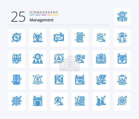 Ilustración de Management 25 Blue Color icon pack including social. network. project. time. hourglass - Imagen libre de derechos