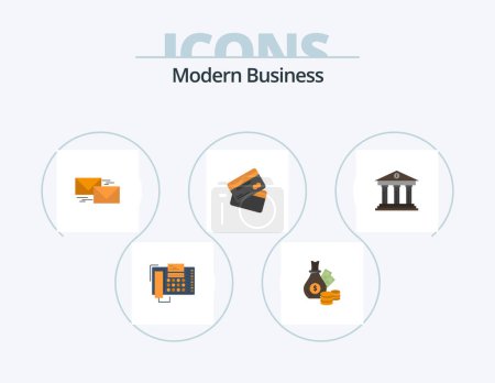Illustration for Modern Business Flat Icon Pack 5 Icon Design. business. letter. coins. correspondence. forward - Royalty Free Image