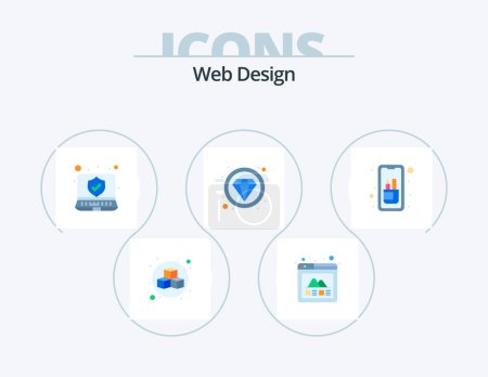Téléchargez les illustrations : Web Design Flat Icon Pack 5 Icon Design. edit tools. mobile. laptop. design. luxury - en licence libre de droit
