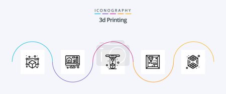 Téléchargez les illustrations : 3d Printing Line 5 Icon Pack Including d. machine. home. 3d. printing - en licence libre de droit