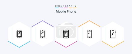Illustration for Mobile Phone 25 Line icon pack including . - Royalty Free Image