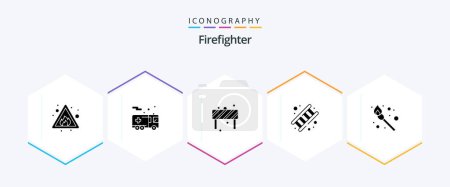 Ilustración de Firefighter 25 Glyph icon pack including camping. service. attention. job. fire - Imagen libre de derechos
