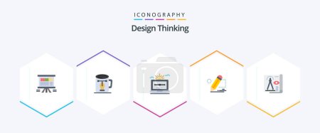 Illustration for Design Thinking 25 Flat icon pack including painting. pencil. design. draw. vector - Royalty Free Image