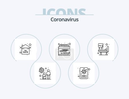 Téléchargez les illustrations : Coronavirus Line Icon Pack 5 Icon Design. website. browser. report. on-call. consult - en licence libre de droit