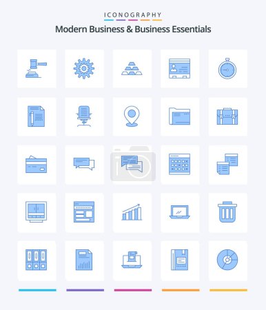 Téléchargez les illustrations : Creative Modern Business et Business Essentials 25 Pack icône bleue tels que le dépôt. l'or. paramètres. travailler. système - en licence libre de droit