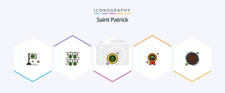 Illustration for Saint Patrick 25 FilledLine icon pack including badge. patrick. saint patrick. leaf. poker - Royalty Free Image
