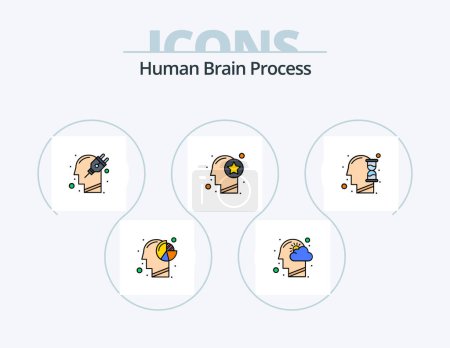 Illustration for Human Brain Process Line Filled Icon Pack 5 Icon Design. thinking. mind. mind. human. plug - Royalty Free Image