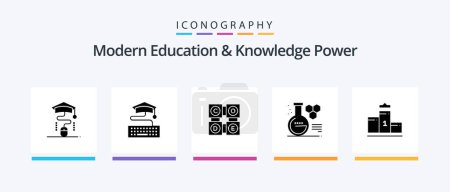 Illustration for Modern Education And Knowledge Power Glyph 5 Icon Pack Including first . education. code. chemistry lab . chemistry. Creative Icons Design - Royalty Free Image