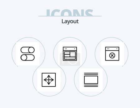 Illustration for Layout Line Icon Pack 5 Icon Design. layout. abstract. web. interface. arrow - Royalty Free Image