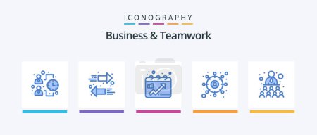 Illustration for Business And Teamwork Blue 5 Icon Pack Including work. relationship. chart. building. target. Creative Icons Design - Royalty Free Image