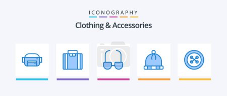 Illustration for Clothing and Accessories Blue 5 Icon Pack Including . hat. sew. clothing. Creative Icons Design - Royalty Free Image