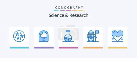 Téléchargez les illustrations : Science Blue 5 Icon Pack Including . science. science. beat. Creative Icons Design - en licence libre de droit