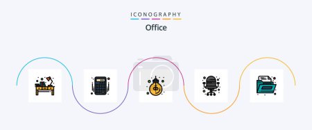 Illustration for Office Line Filled Flat 5 Icon Pack Including document. office. money. chair. light - Royalty Free Image