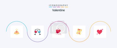 Illustration for Valentine Flat 5 Icon Pack Including love. valentines. love. valentine. romantic - Royalty Free Image