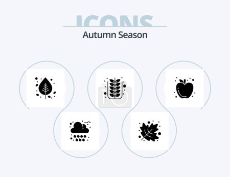 Illustration for Autumn Glyph Icon Pack 5 Icon Design. apple. nature. birch. leaf. autumn - Royalty Free Image