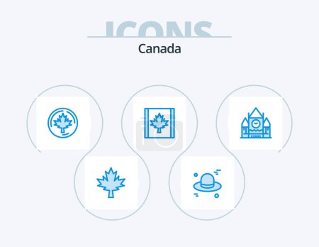 Téléchargez les illustrations : Canada Blue Icon Pack 5 Icon Design. . government. leaf. centre block. leaf - en licence libre de droit