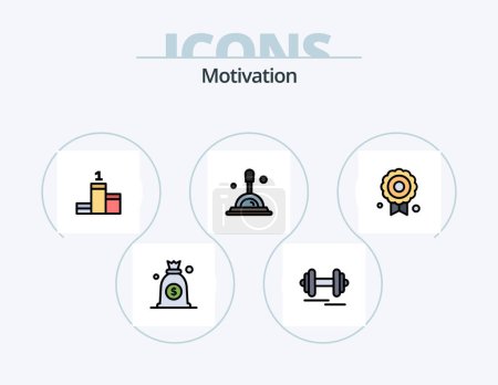 Ilustración de Motivation Line Filled Icon Pack 5 Icon Design. . security. plant. shield. race - Imagen libre de derechos