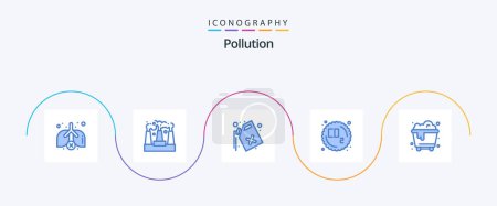 Téléchargez les illustrations : Pollution Blue 5 Icon Pack Including . trash. gas. pollution. pollution - en licence libre de droit