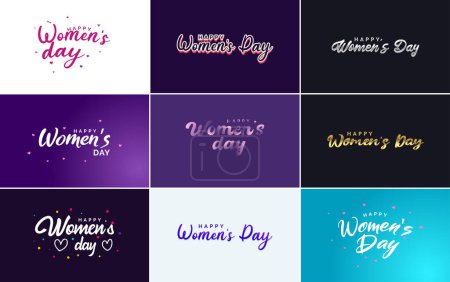 Téléchargez les illustrations : Happy Women's Day typography design with a pastel color scheme and a geometric shape vector illustration - en licence libre de droit
