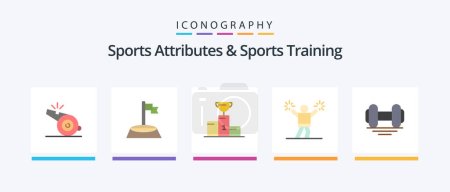 Illustration for Sports Atributes And Sports Training Flat 5 Icon Pack Including dumbbell. encourage. bowl. cheerleading. goblet. Creative Icons Design - Royalty Free Image