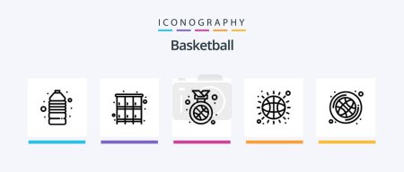 Illustration for Basketball Line 5 Icon Pack Including game. ticket. court. sport. olympic. Creative Icons Design - Royalty Free Image