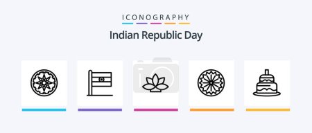 Illustration for Indian Republic Day Line 5 Icon Pack Including elephant. africa. candle. wax. lamp. Creative Icons Design - Royalty Free Image