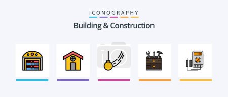 Illustration for Building And Construction Line Filled 5 Icon Pack Including box. road. house. tower. construction. Creative Icons Design - Royalty Free Image