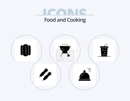Ilustración de Food Glyph Icon Pack 5 Icon Design. . sausage. . drink - Imagen libre de derechos