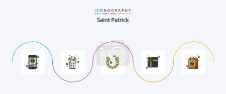 Illustration for Saint Patrick Line Filled Flat 5 Icon Pack Including patrick. shopping. drink. gift. horseshoe - Royalty Free Image