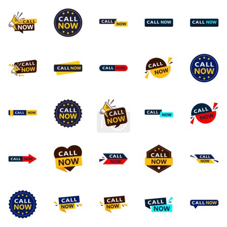 Illustration for Call Now 25 High quality Typographic Elements to drive phone calls - Royalty Free Image