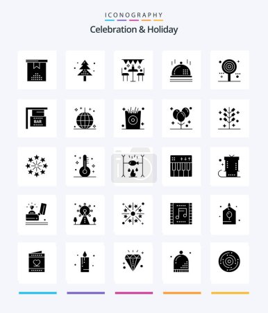 Illustration for Creative Celebration & Holiday 25 Glyph Solid Black icon pack  Such As candy. christmas. tree. celebration. outdoor - Royalty Free Image