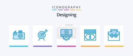 Ilustración de Designing Blue 5 Icon Pack Including toolkit. construction. setting. box. money. Creative Icons Design - Imagen libre de derechos