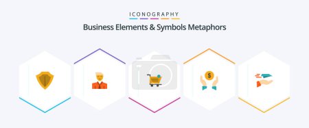 Illustration for Business Elements And Symbols Metaphors 25 Flat icon pack including protection. finance insurance. avatar. insurance. item - Royalty Free Image