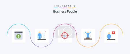 Téléchargez les illustrations : Business People Flat 5 Icon Pack Including human. achievement. key. strategy. people - en licence libre de droit