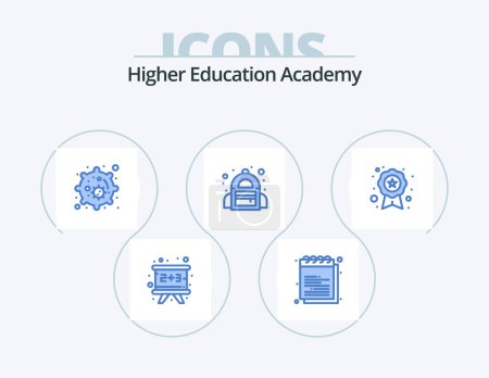 Ilustración de Academy Blue Icon Pack 5 Icon Design. recognition. award. university. student. bag - Imagen libre de derechos