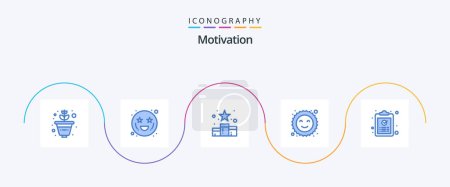 Ilustración de Motivación Blue 5 Icon Pack Incluido ok. portapapeles. posición. Feliz. galleta - Imagen libre de derechos